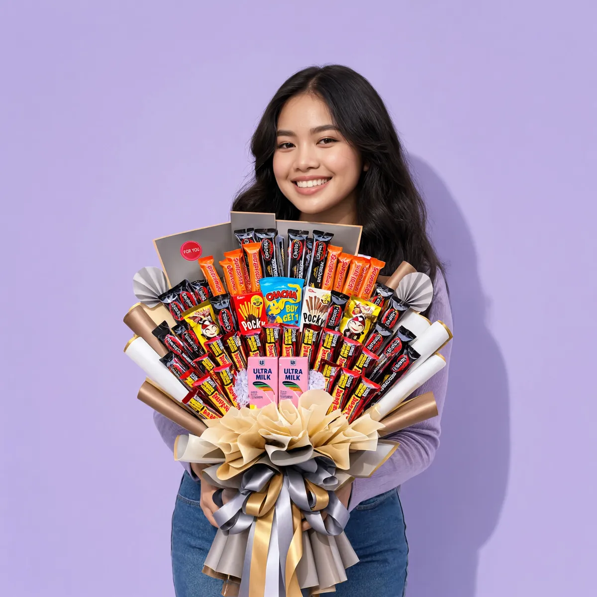 Pelanggan memegang bouquet Pita Rasa